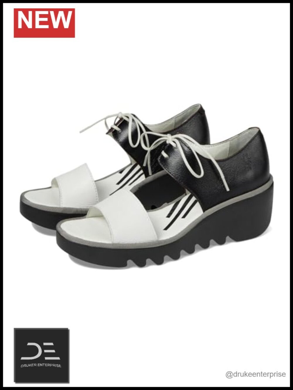 Fly London Bilu465fly Leather Lace-Up Wedge Sandals